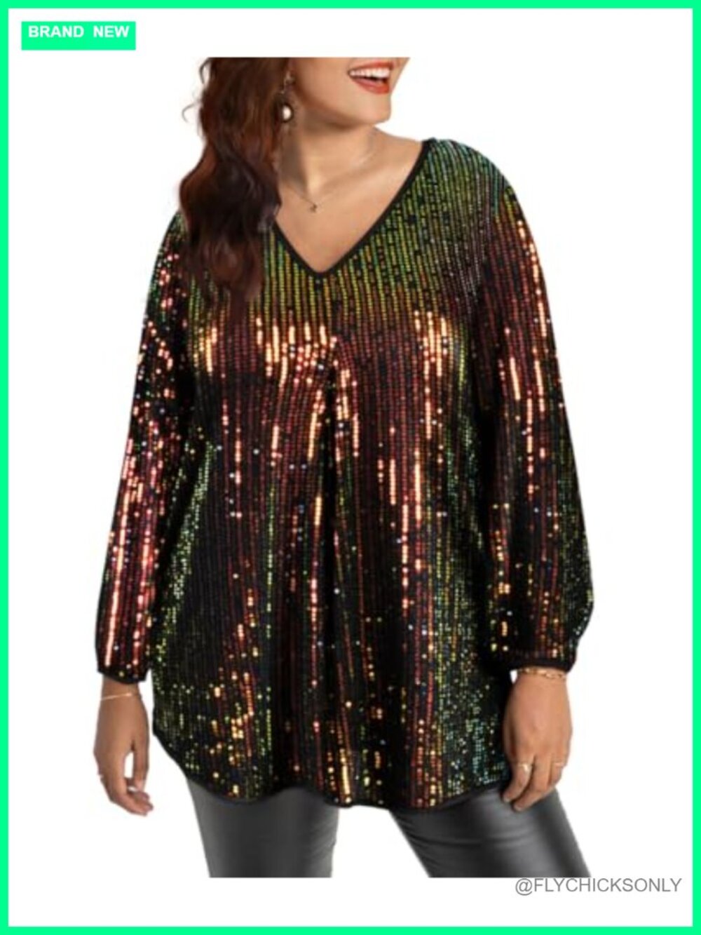 Plus Size Tunic Top Long Sleeve Pleated V Neck Flowy Blouse Casual